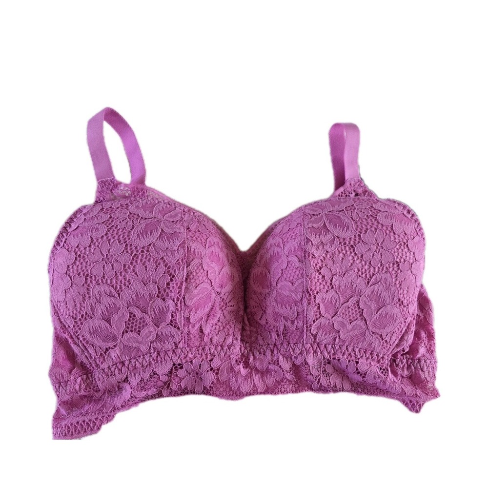 Knix Deep V Lace Bustier Bralette‎ Pink Plum Wireless Bra Medium+ KXBRA145KPM1